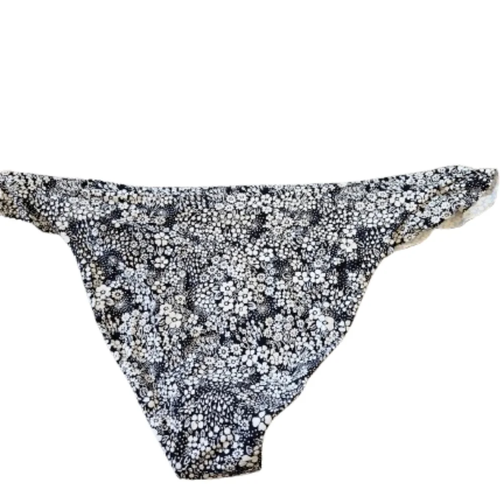 J.Crew Floral Side Ruffle Low Rise Bikini Bottom, Xl, Blue/ White